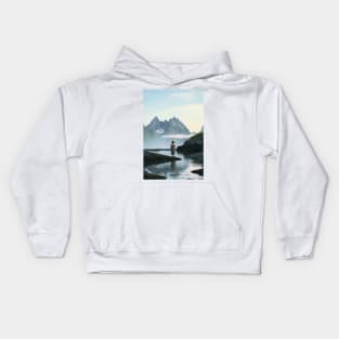 Girl in a Mountain Lake Kids Hoodie